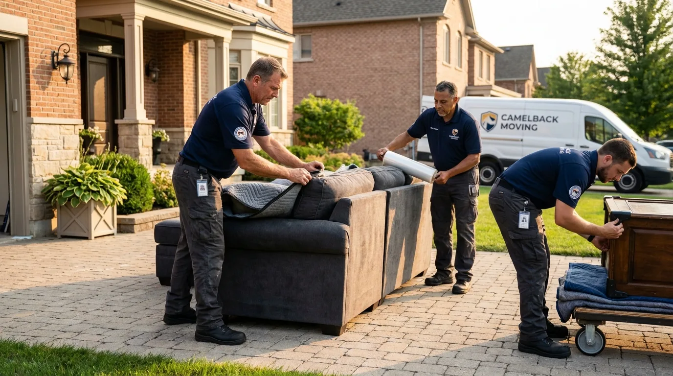 Large estate moving crew wrapping furniture in Roseville, CA