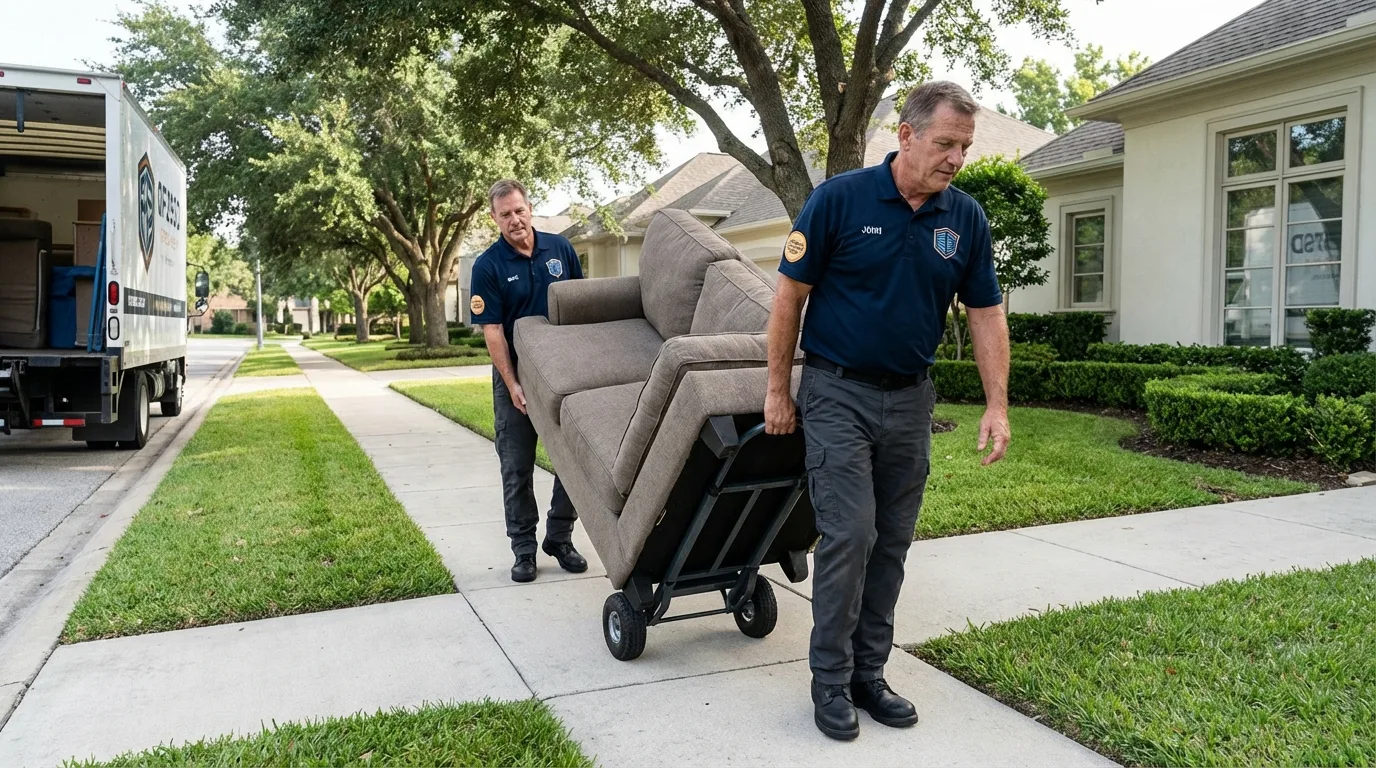 Local residential moving crew loading furniture in Roseville, CA